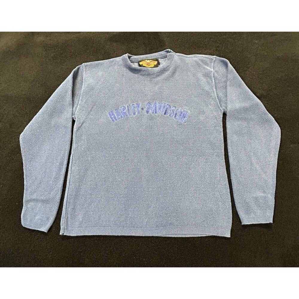 Vintage Harley Davidson Women's Blue Sweater Size Large 100% Cotton H3 - Picture 3 of 7
